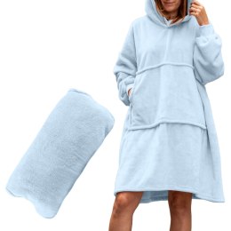 Bluza Koc Oversize Kaptur Błękitny