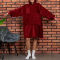 Bluza Koc Oversize Kaptur Bordowy