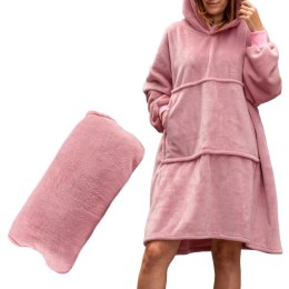 Bluza Koc Oversize Kaptur Róż