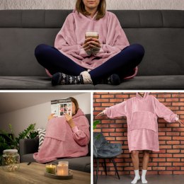 Bluza Koc Oversize Kaptur Róż